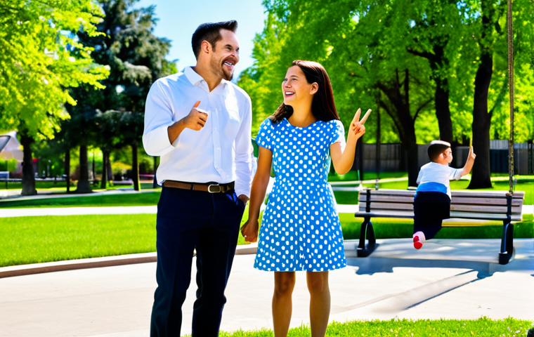 Neighborhood Exploration**

"A happy family exploring a new neighborhood park on a sunny afternoon, fully clothed, appropriate attire, safe for work. Children are laughing and playing on swings, parents are smiling and pointing at local landmarks. Background includes green trees and a clear sky. perfect anatomy, natural proportions, professional, family-friendly, high quality."

**