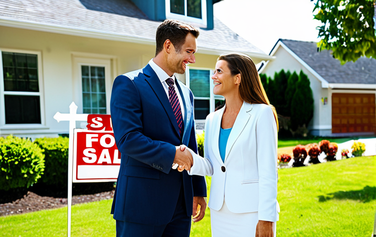 부동산 투자를 고려한 주택 구매 전략 - **Image Prompt:** A real estate agent in professional attire, shaking hands with a fully clothed cou...