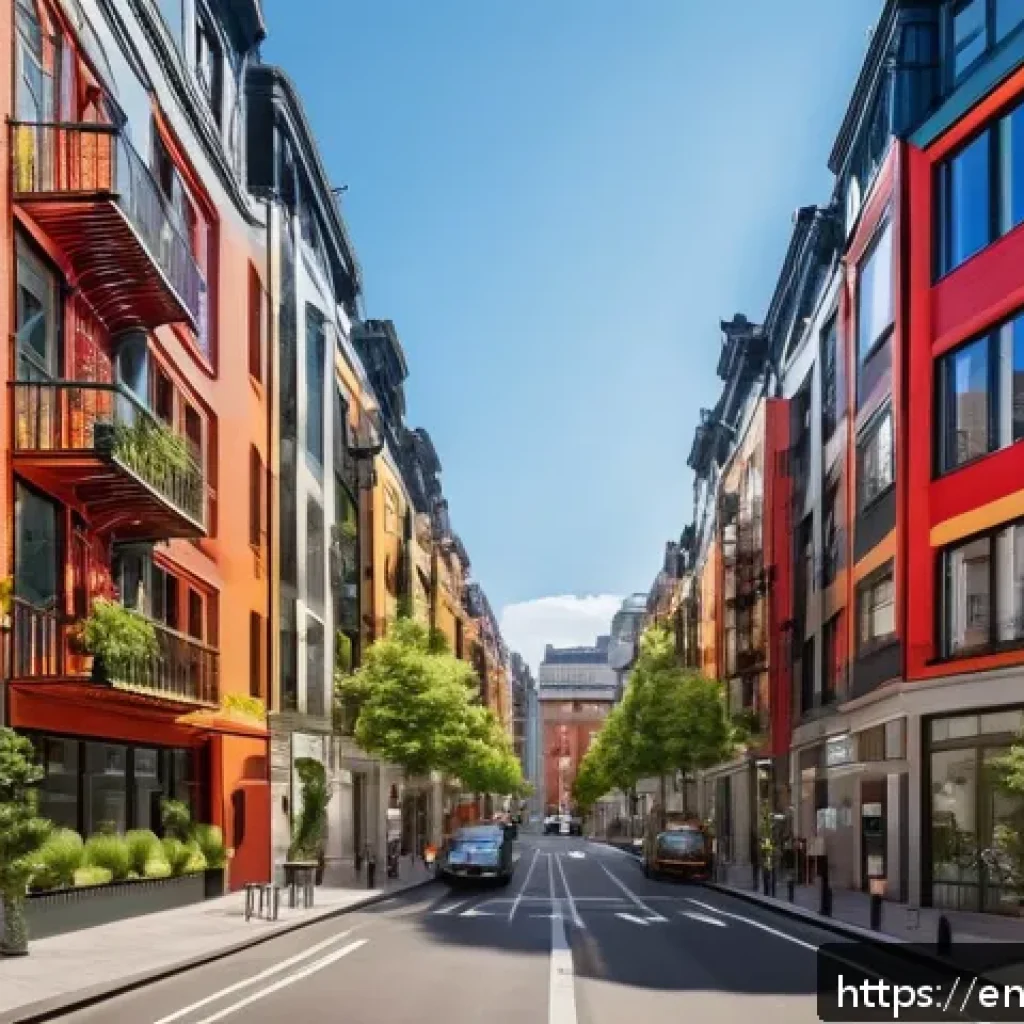 주택 구매 후 단기 임대 가능성 평가하기 - A modern short-term rental apartment exterior in a vibrant urban neighborhood, featuring a mix of hi...