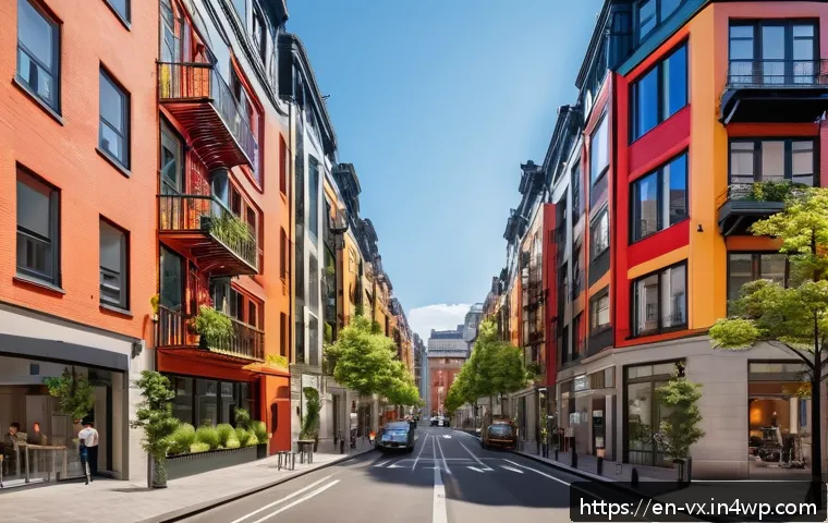 주택 구매 후 단기 임대 가능성 평가하기 - A modern short-term rental apartment exterior in a vibrant urban neighborhood, featuring a mix of hi...