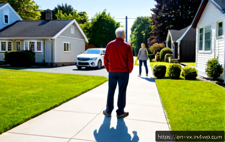 주택 구매를 위한 교통 편의성 평가 - Photorealistic suburban homebuyer evaluating transportation convenience, a middle-aged couple standi...